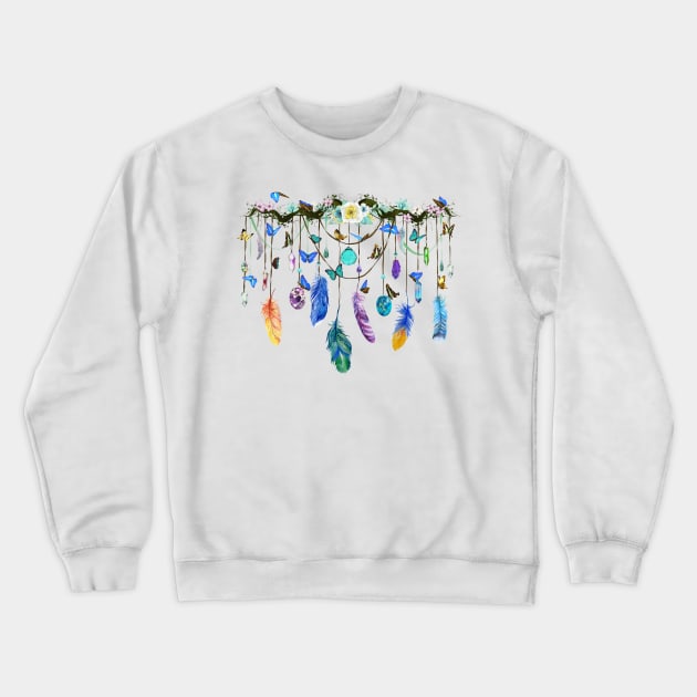 Folkstone Crystal And Butterfly Spirit Gazer Crewneck Sweatshirt by LittleBunnySunshine